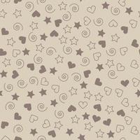 Retro pattern with hearts, stars and spirals vector