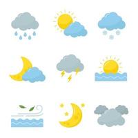 Colorful cute weather icons set. vector