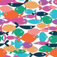 Seamless pattern of bright multi colorful fish of different shapes. vector