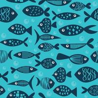 un conjunto de peces diferentes, inusuales y brillantes. patrón para textiles. ilustración vectorial dibujada a mano. mundo submarino. estilo de contorno de dibujos animados colores azules vector