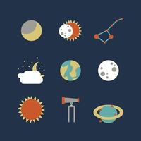 Flat Solar Eclipse Icons vector
