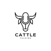 head cow with microphone logo design vector