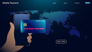 Abstract Templates World Map Digital Mobile Phone Spend Online Spend Online Credit cards via the Internet to the world with mobile technology, wireless networks. vector