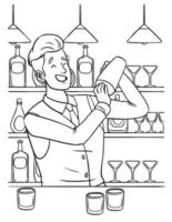 Bartender Coloring Page for Kids vector