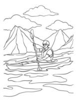 Kayak Coloring Page for Kids vector