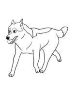 Siberian Husky Isolated Coloring Page for Kids vector