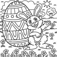 Bunny with Big Easter Egg Coloring Page for Kids vector