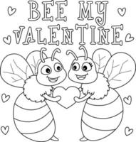 Bee My Valentine Page for Kids vector