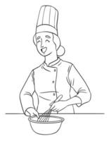 Chef Isolated Coloring Page for Kids vector