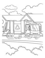 Garbage Truck Coloring Page for Kids vector