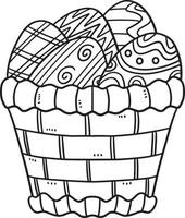 Easter Egg Basket Isolated Coloring Page for Kids vector
