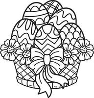 Easter Egg Basket Isolated Coloring Page for Kids vector