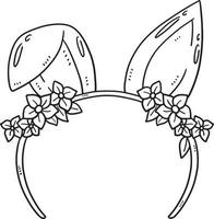 Bunny Headband Isolated Coloring Page for Kids vector