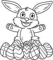 Bunny with Easter Egg Isolated Coloring Page vector