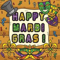 Happy Mardi Gras Colored Cartoon Illustration vector