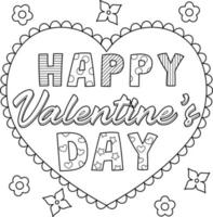 Happy Valentines Day Coloring Page for Kids vector