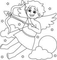 Valentines Day Cupid Coloring Page for Kids vector