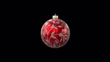 feestelijk roterend Kerstmis ornament lus rood met bloemen elementen video