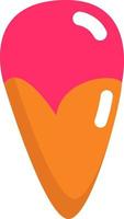 Pink ice cream in cone, illustration, vector on a white background.