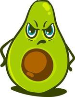 Angry avocado , illustration, vector on white background