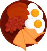 Breakfast in a plate, illustration, vector on white background