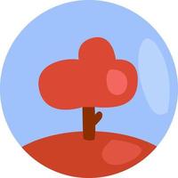 Interesting red tree, illustration, vector on a white background.