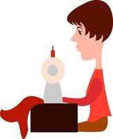 Dressmaker, illustration, vector on white background.