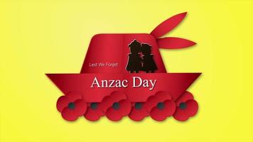 Motion graphic for Anzac Day on 25 April. Paper cut style. This clip was decorated with silhouette people, hat and poppy flower. video