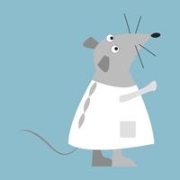 Rat in white, illustration, vector on white background.