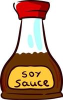 Soy sauce in bottle, illustration, vector on white background