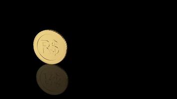 Dollar Brazillian Real Gold Spinning Coin Transparent Background video