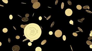 euro Gold floating coin collection Transparent Background video