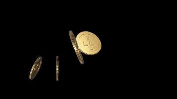 monedas de oro riyal de arabia saudita aparecen fondo transparente video