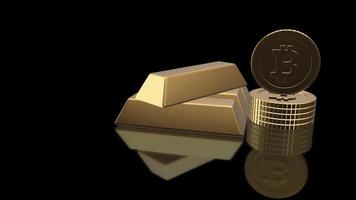 Bitcoin Coins with Gold Bars Transparent Background video