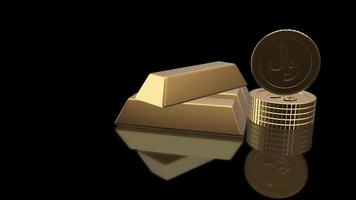 pièces de monnaie riyal d'arabie saoudite avec des lingots d'or fond transparent video