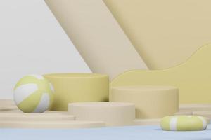 3d rendering illustration of summer template podium stage display showcase fo photo