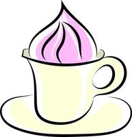 Coffee with cream, illustration, vector on white background.