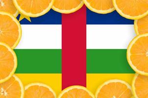Central African Republic flag in fresh citrus fruit slices frame photo