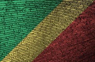 Congo flag is depicted on the screen with the program code. The concept of modern technology and site development photo
