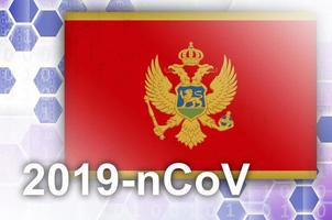 bandera de montenegro y composición abstracta digital futurista con inscripción 2019-ncov. concepto de brote de covid-19 foto