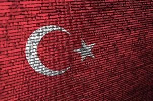 Turkey flag is depicted on the screen with the program code. The concept of modern technology and site development photo