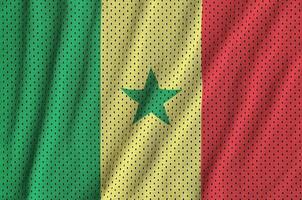 Senegal flag printed on a polyester nylon sportswear mesh fabric photo