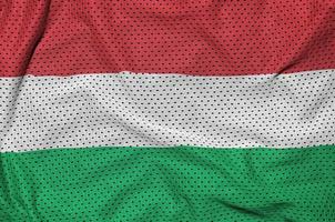 Hungary flag printed on a polyester nylon sportswear mesh fabric photo