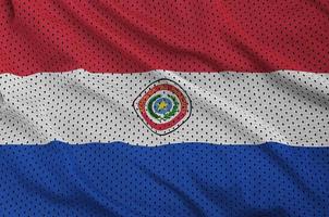 Paraguay flag printed on a polyester nylon sportswear mesh fabri photo