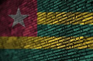 Togo flag is depicted on the screen with the program code. The concept of modern technology and site development photo