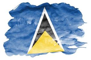 Saint Lucia flag is depicted in liquid watercolor style isolated on white background photo