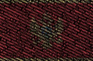 Montenegro flag is depicted on the screen with the program code. The concept of modern technology and site development photo