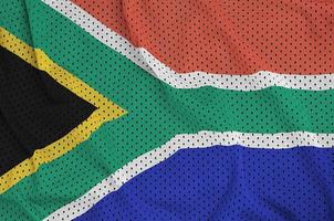 South Africa flag printed on a polyester nylon sportswear mesh f photo