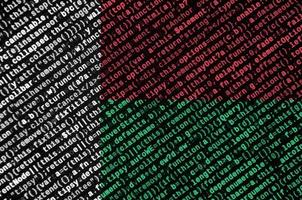 Madagascar flag is depicted on the screen with the program code. The concept of modern technology and site development photo