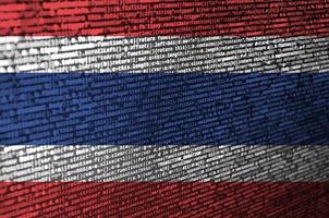 Thailand flag is depicted on the screen with the program code. The concept of modern technology and site development photo